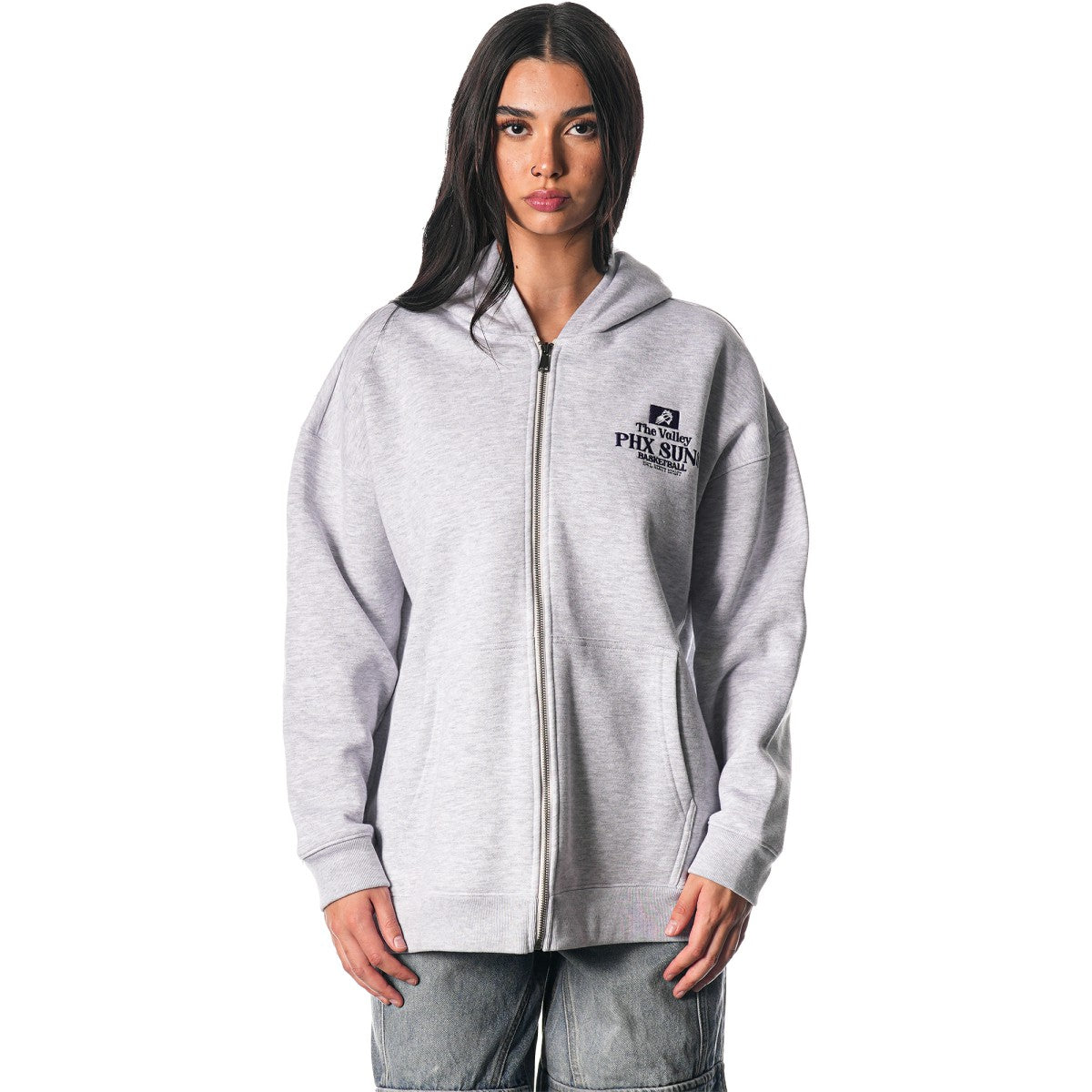 Phoenix Suns The Wild Collective Unisex Full-Zip Floral Hoodie - Heather Gray discount