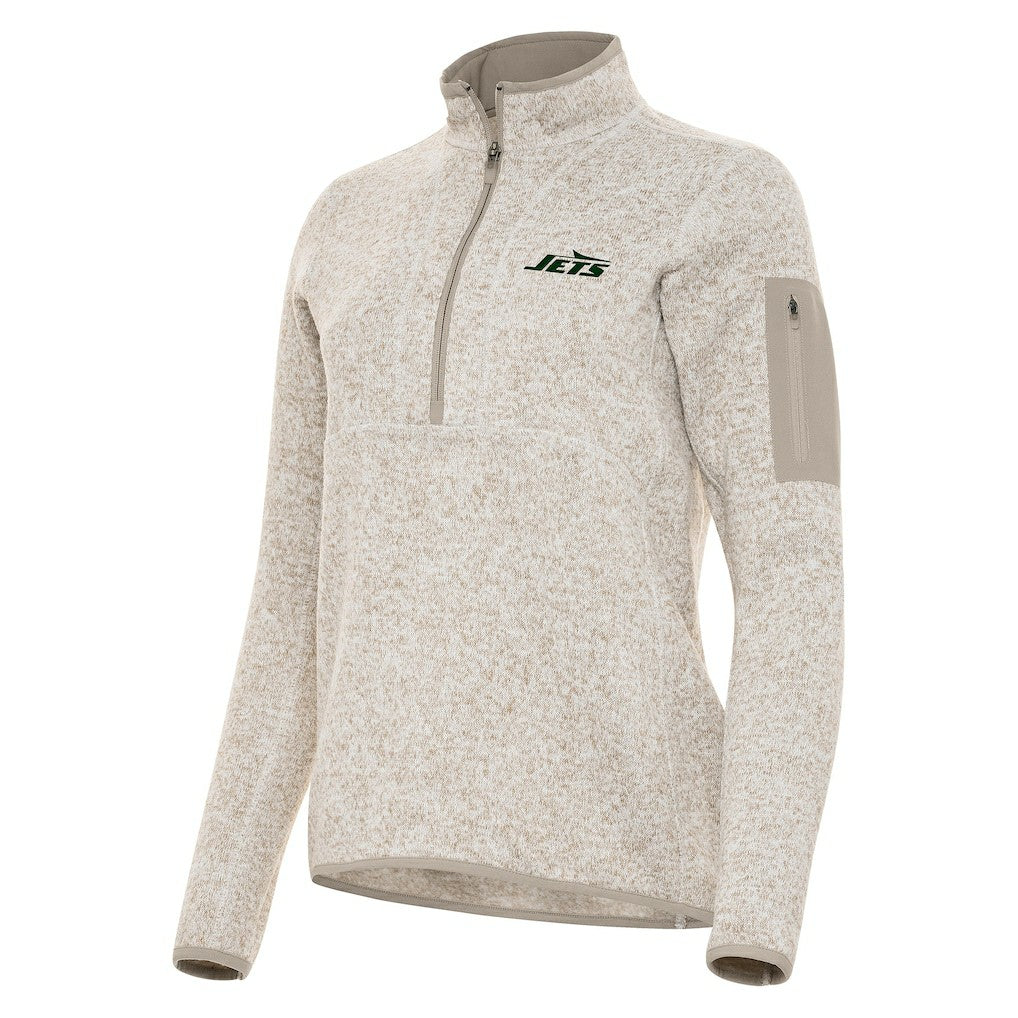New York Jets Antigua Women's Fortune Half-Zip Jacket - Oatmeal cheap