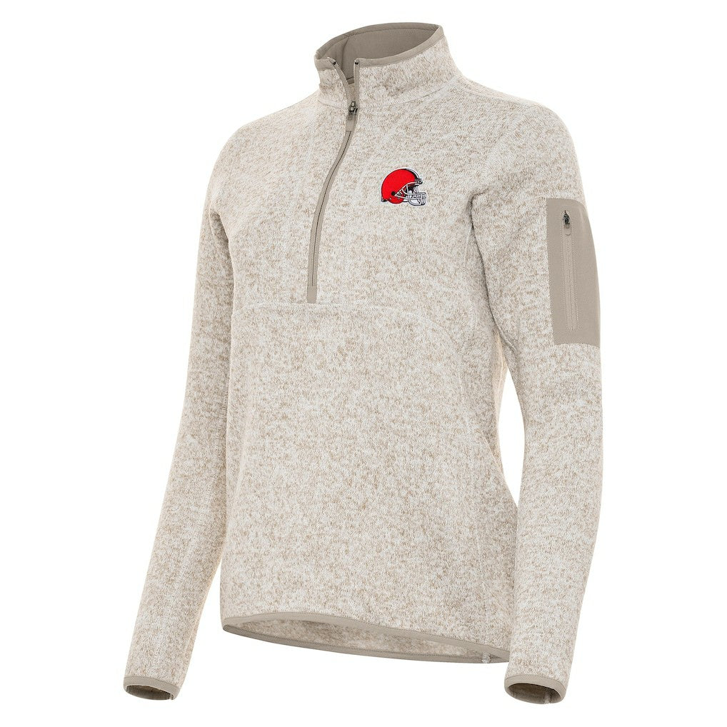 Cleveland Browns Antigua Women's Fortune Half-Zip Jacket - Oatmeal outlet