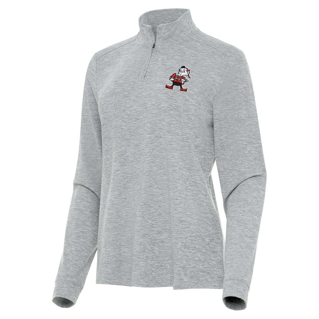 Cleveland Browns Antigua Women's Mentor Quarter-Zip Jacket - Heather Gray for sale