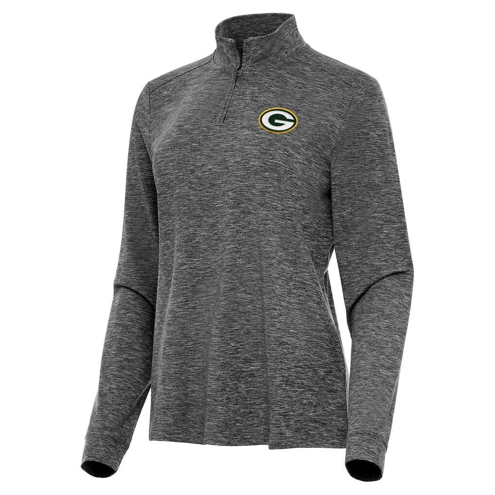 Green Bay Packers Antigua Women's Mentor Quarter-Zip Jacket - Heather Black for sale