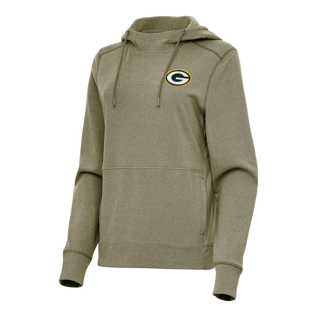 Green Bay Packers Antigua Women's Justice Pullover Hoodie - Heather Olive sale