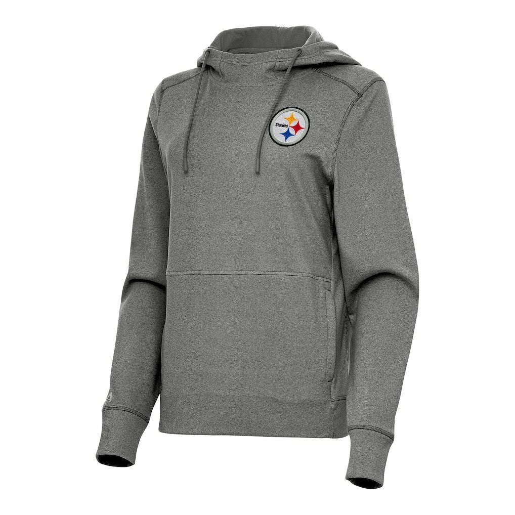Pittsburgh Steelers Antigua Women's Justice Pullover Hoodie - Heather Black outlet