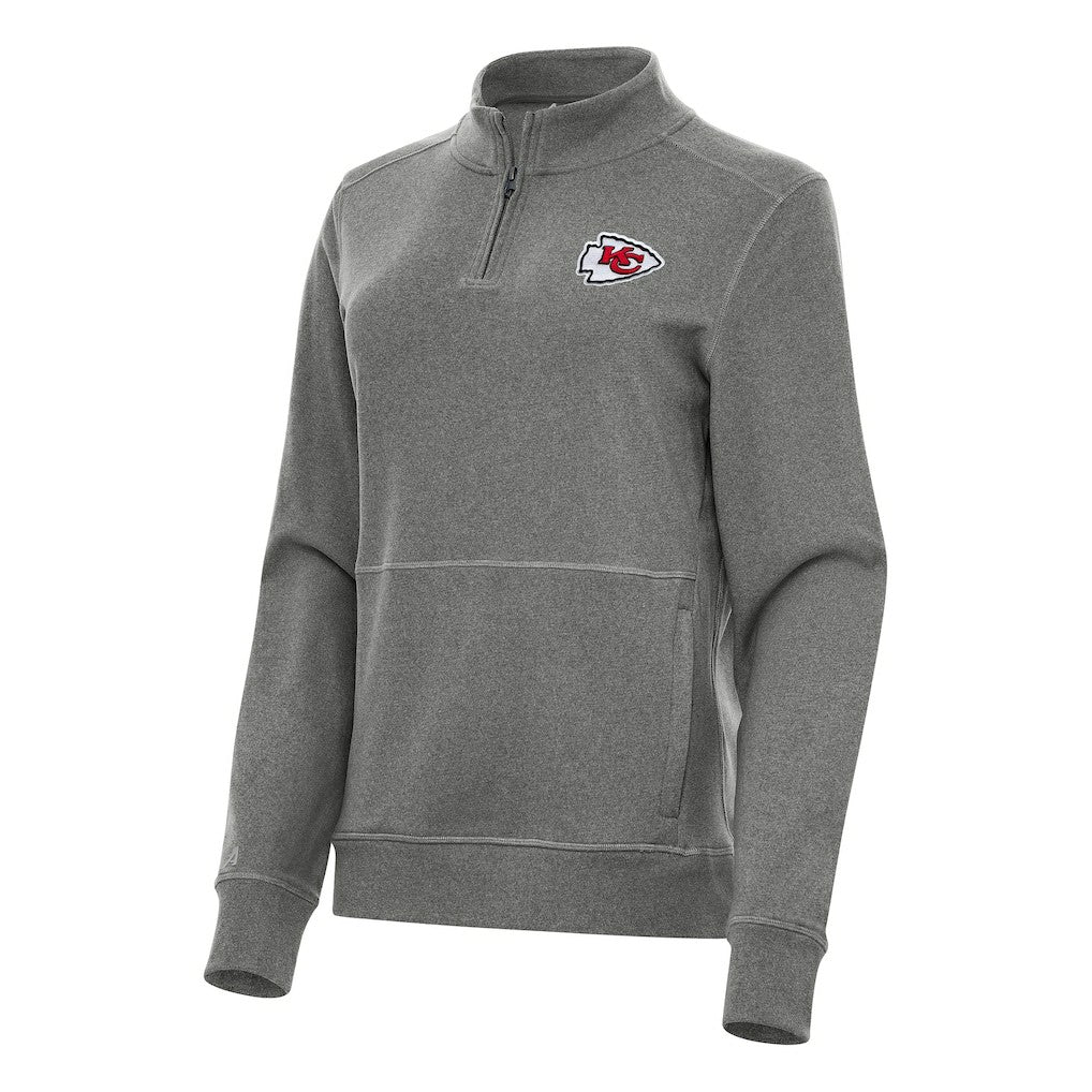 Kansas City Chiefs Antigua Women's Crush Quarter-Zip Jacket - Heather Black cheap