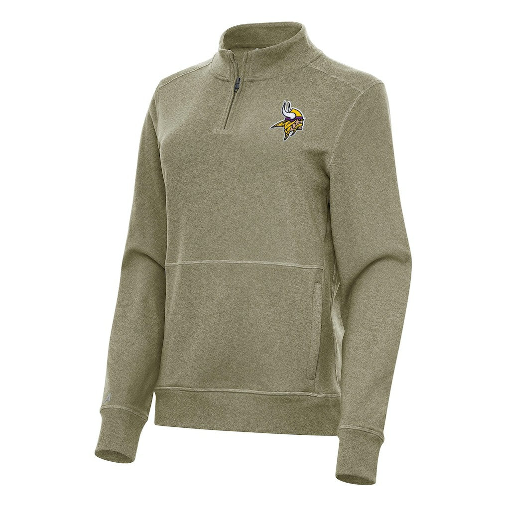 Minnesota Vikings Antigua Women's Crush Quarter-Zip Jacket - Heather Olive online