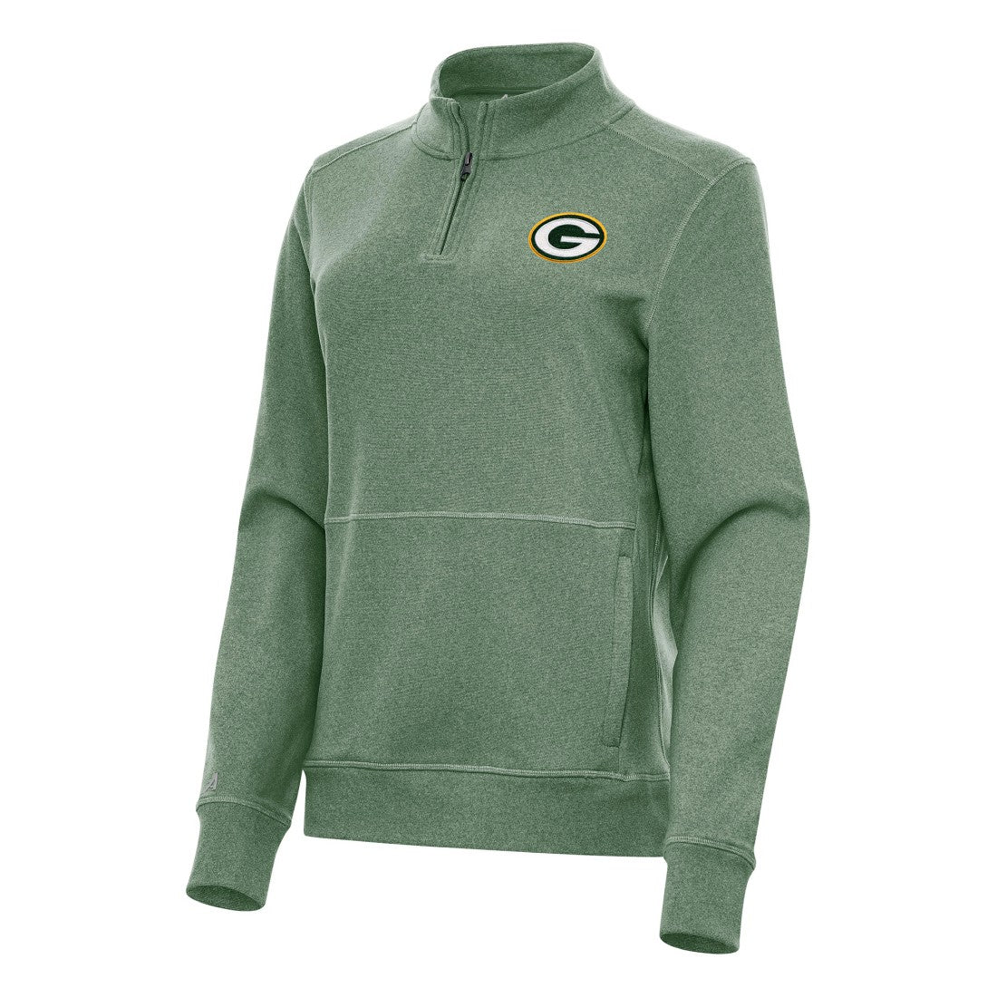 Green Bay Packers Antigua Women's Crush Quarter-Zip Jacket - Heather Green on sale