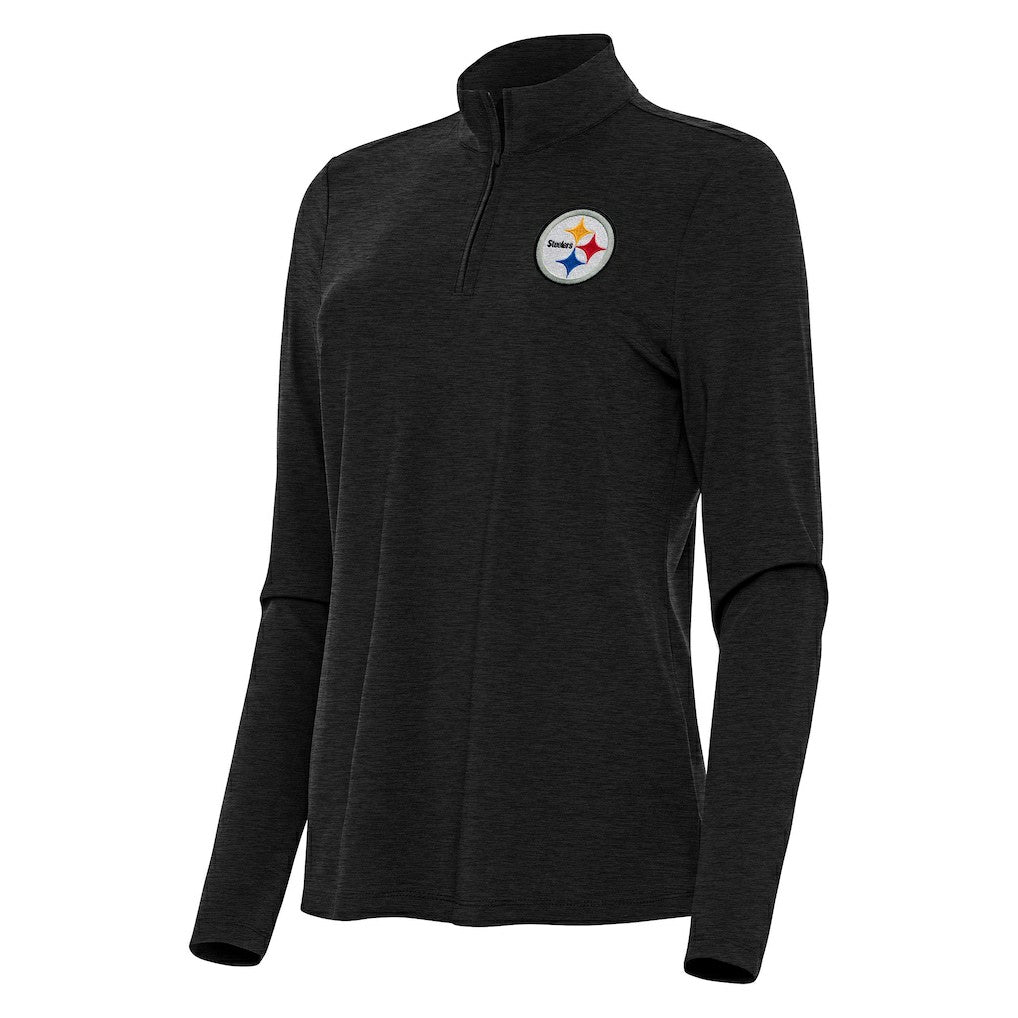 Pittsburgh Steelers Antigua Women's Bright Quarter-Zip Sweatshirt - Heather Black sale