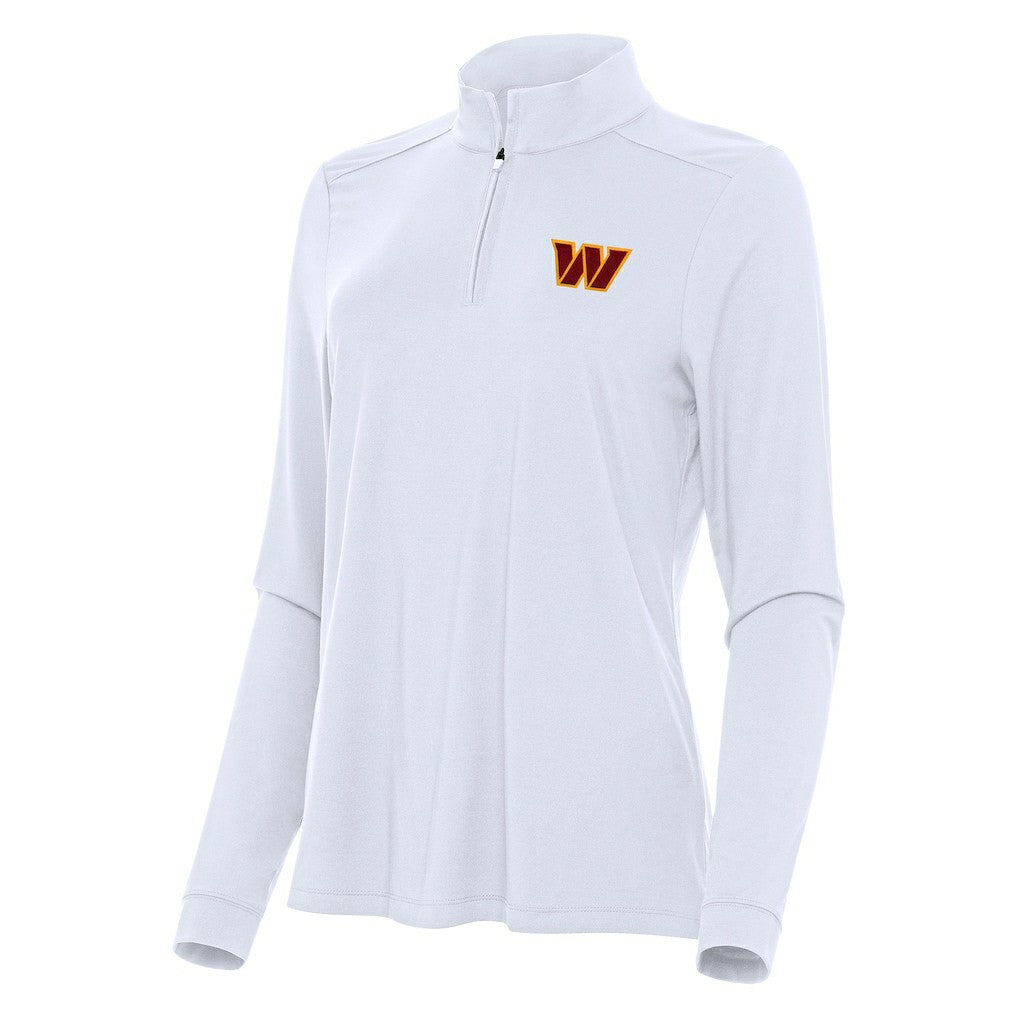Washington Commanders Antigua Women's Intent Quarter-Zip Sweatshirt - White cheap