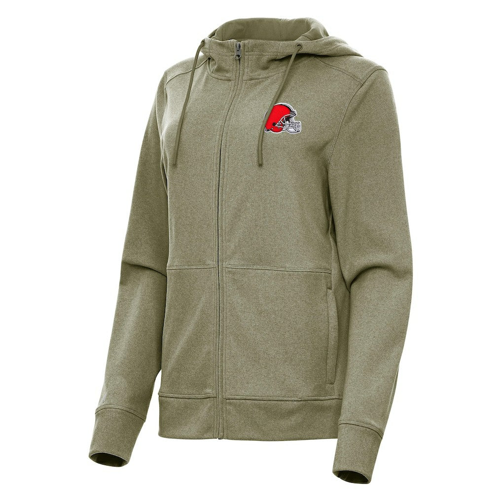 Cleveland Browns Antigua Women's Seeker Full-Zip Hoodie Jacket - Heather Olive discount