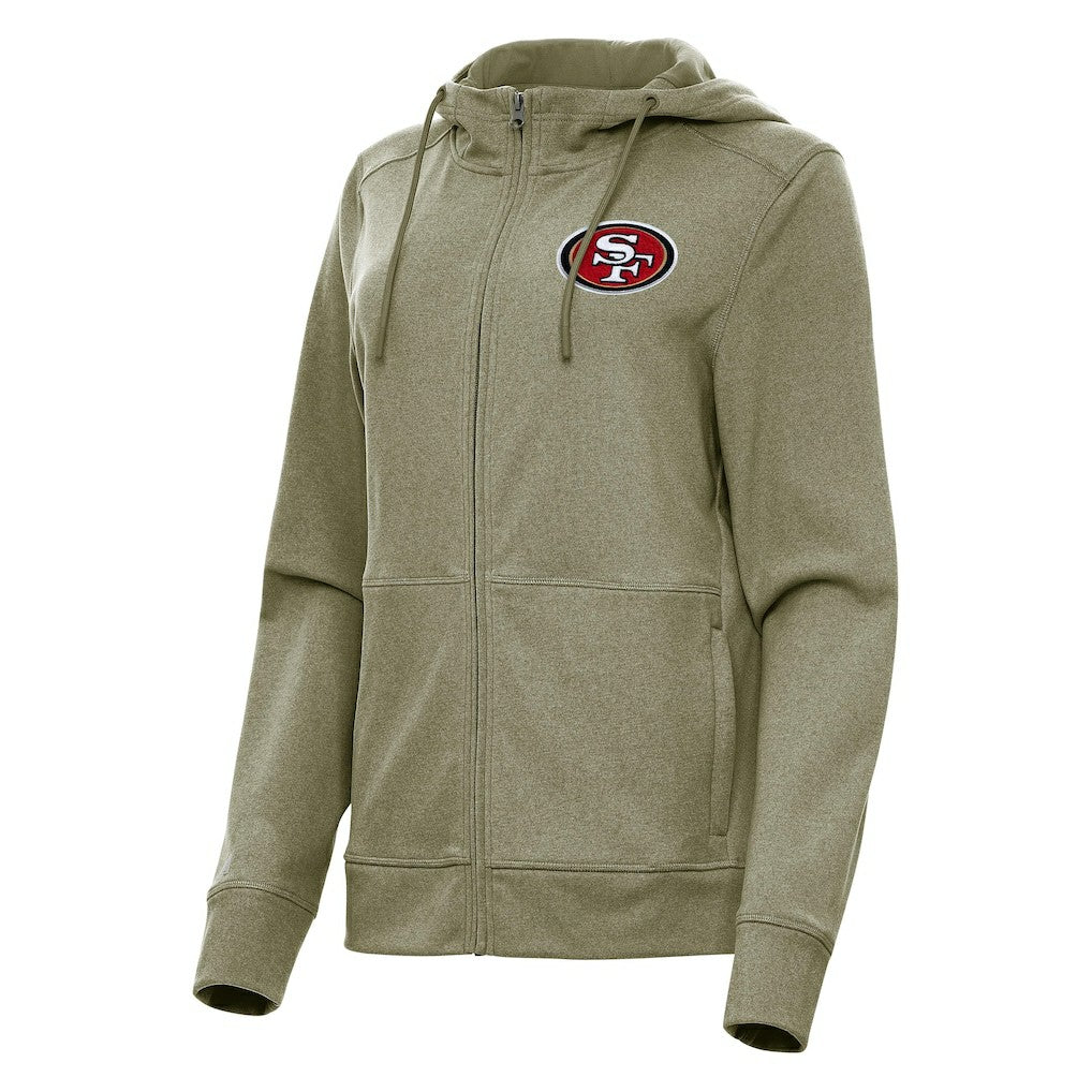 San Francisco 49ers Antigua Women's Seeker Full-Zip Hoodie Jacket - Heather Olive sale