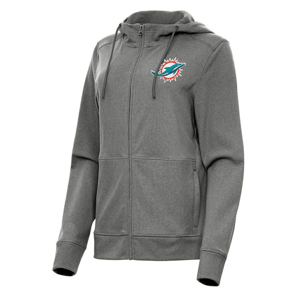 Miami Dolphins Antigua Women's Seeker Full-Zip Hoodie Jacket - Heather Charcoal outlet
