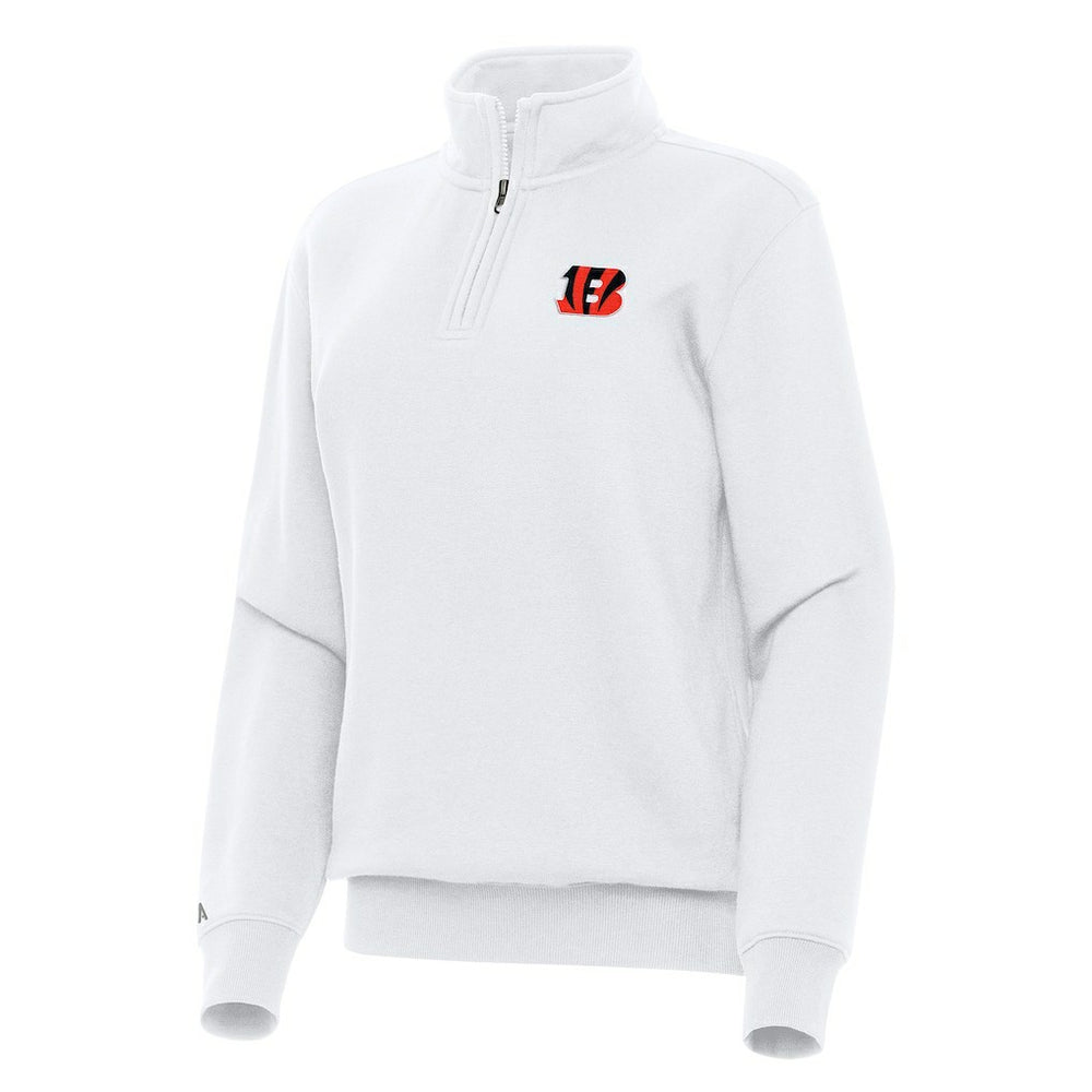 Cincinnati Bengals Antigua Women's Victory Quarter-Zip Top - White on sale