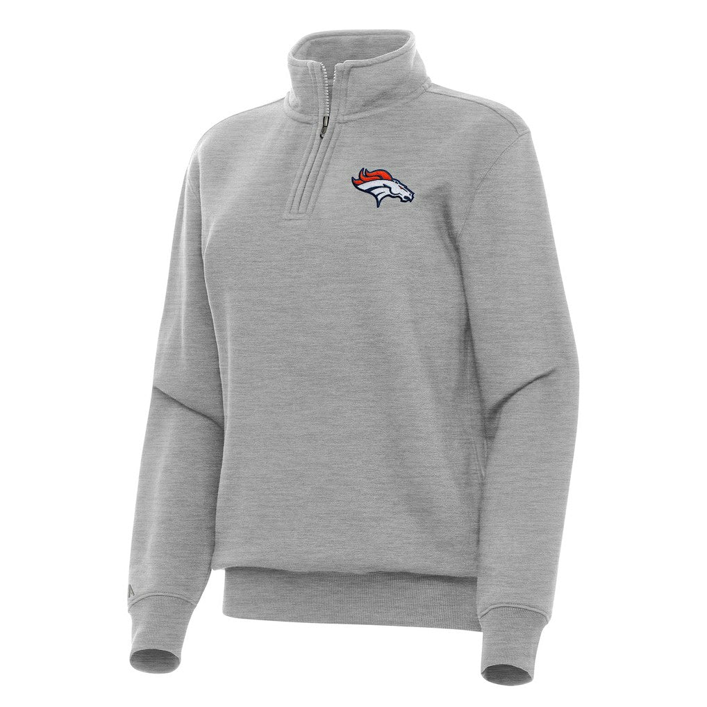 Denver Broncos Antigua Women's Victory Quarter-Zip Top - Heather Gray for sale
