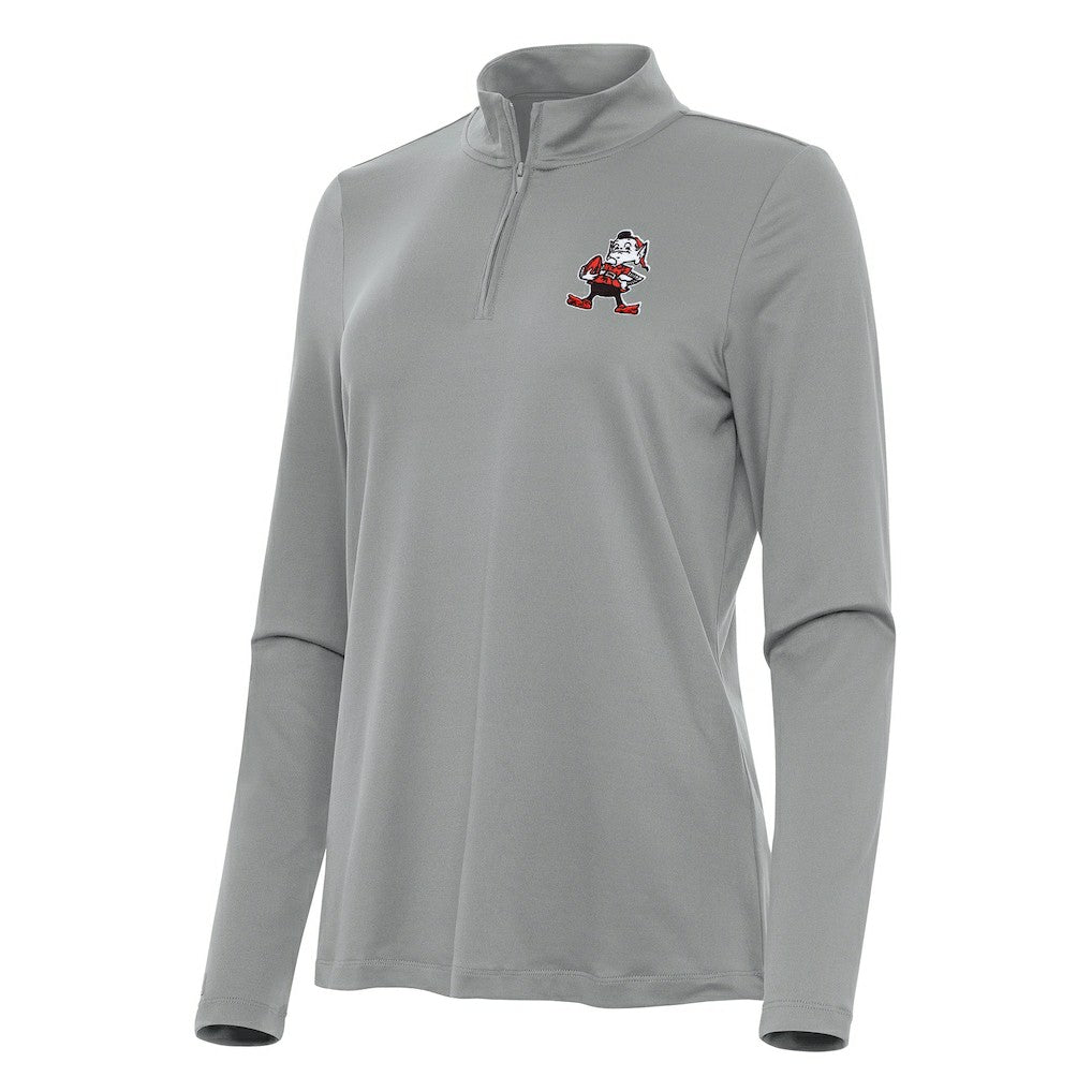 Cleveland Browns Antigua Women's Reprocess Quarter-Zip Top - Gray discount