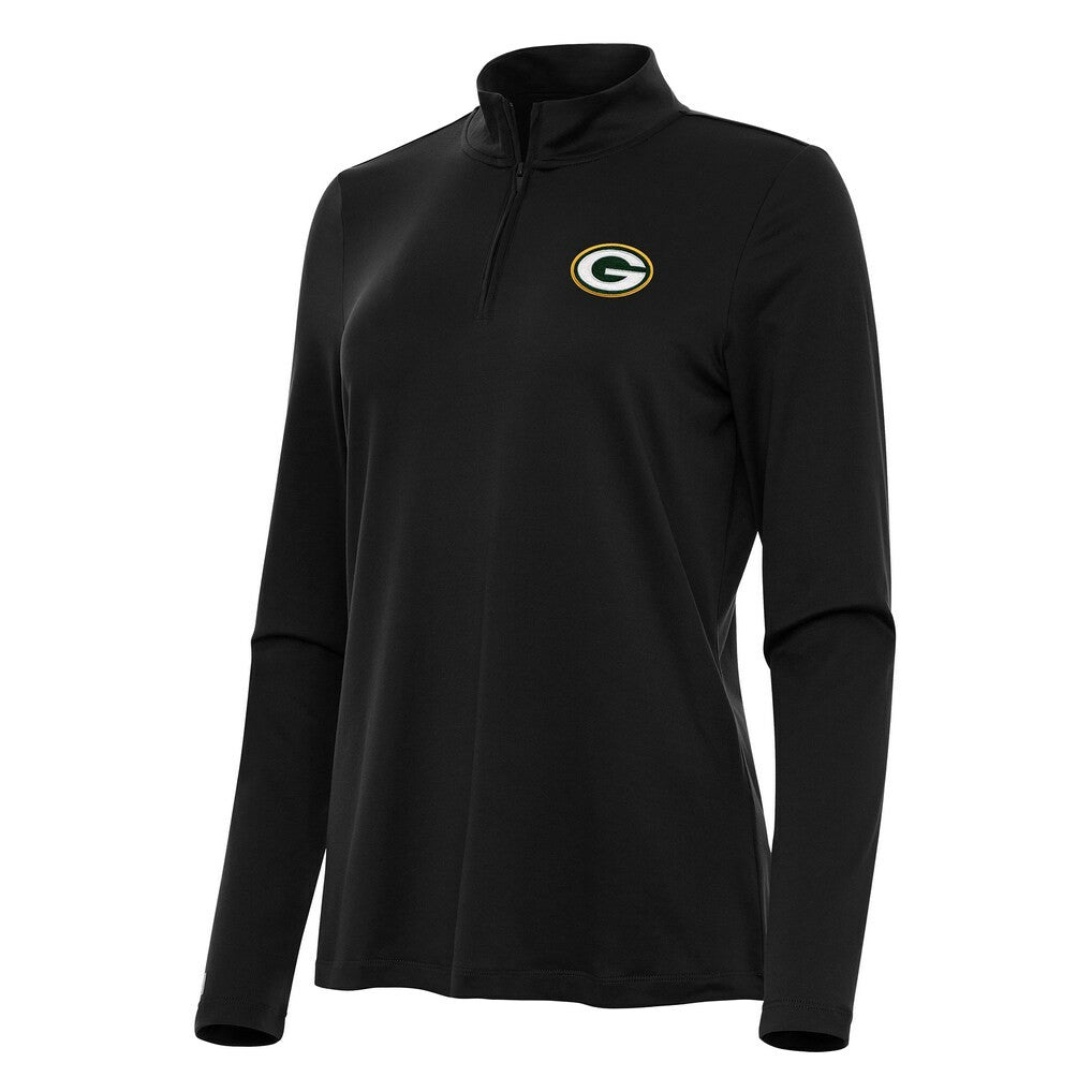 Green Bay Packers Antigua Women's Reprocess Quarter-Zip Top - Black sale