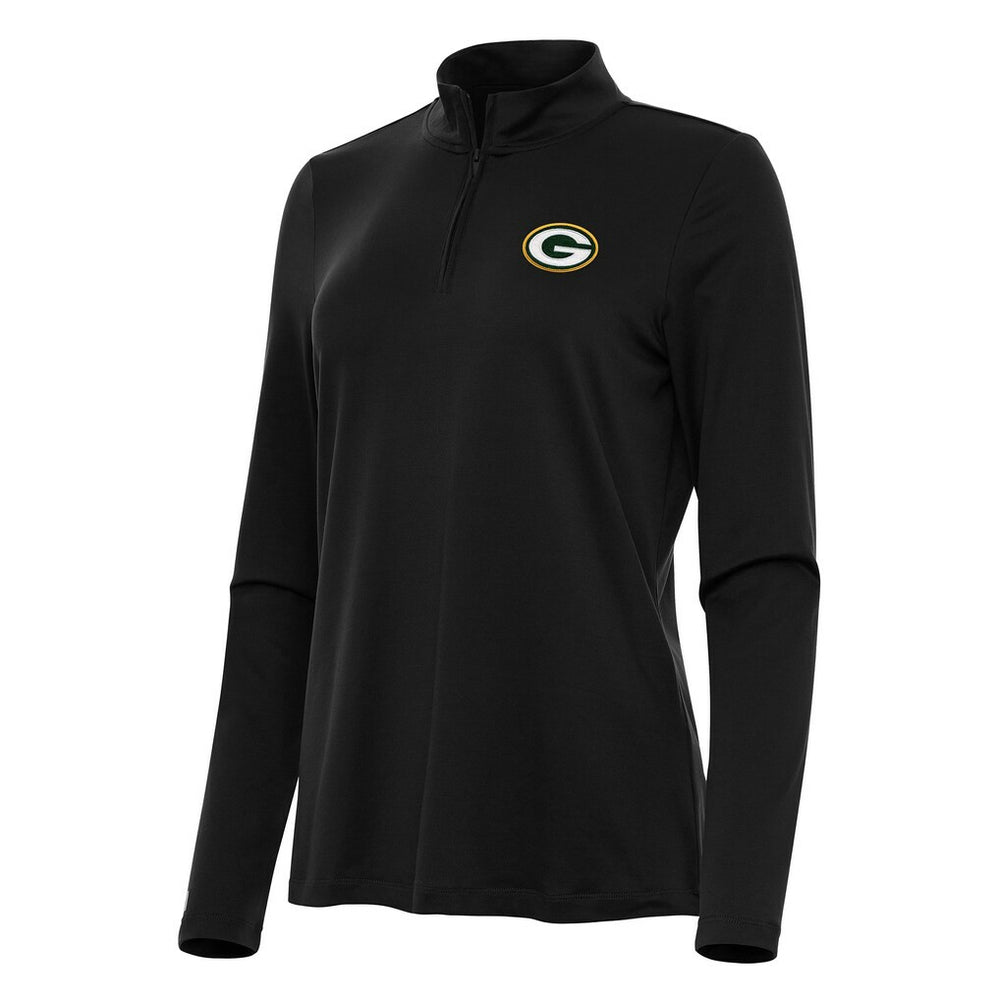 Green Bay Packers Antigua Women's Reprocess Quarter-Zip Top - Black sale