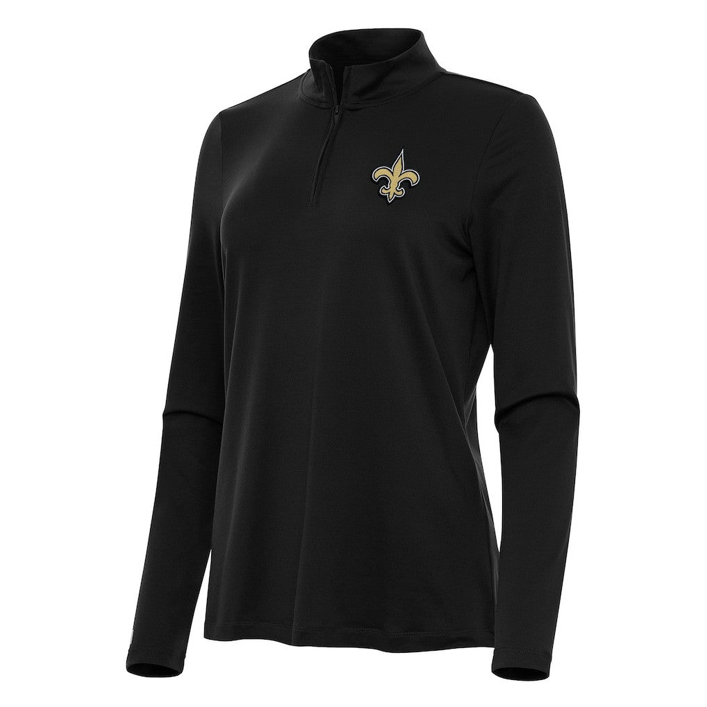 New Orleans Saints Antigua Women's Reprocess Quarter-Zip Top - Black discount