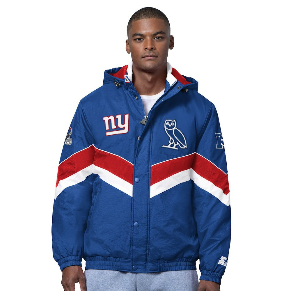 New York Giants OVO x Starter Sideline Full-Snap Puffer Jacket - Royal on sale