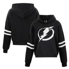 Tampa Bay Lightning Cuce Women's Sequin Cropped Pullover Hoodie Black