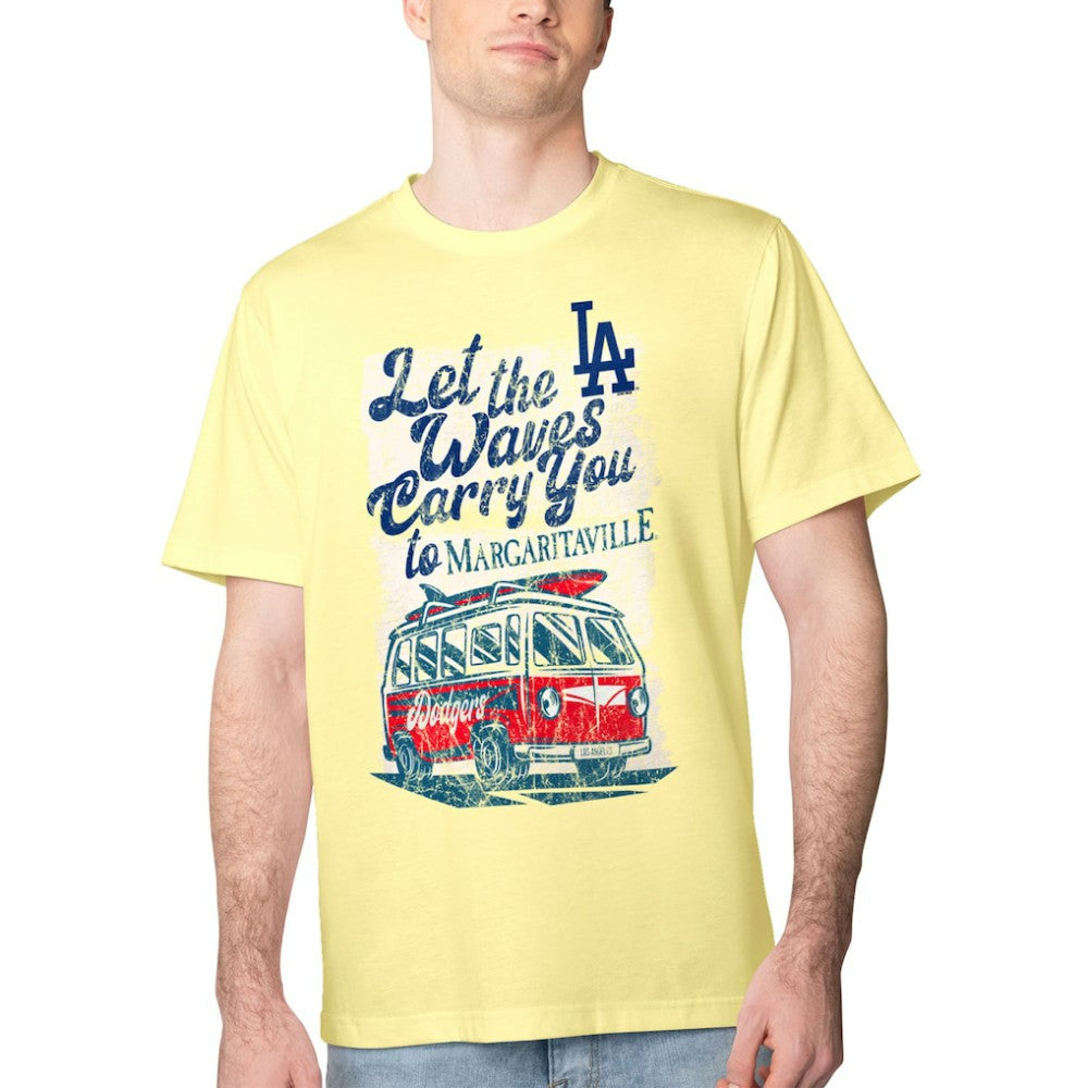 Los Angeles Dodgers Margaritaville Bus Waves Graphic T-Shirt - Yellow
