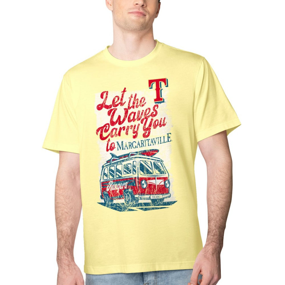 Texas Rangers Margaritaville Bus Waves Graphic T-Shirt - Yellow