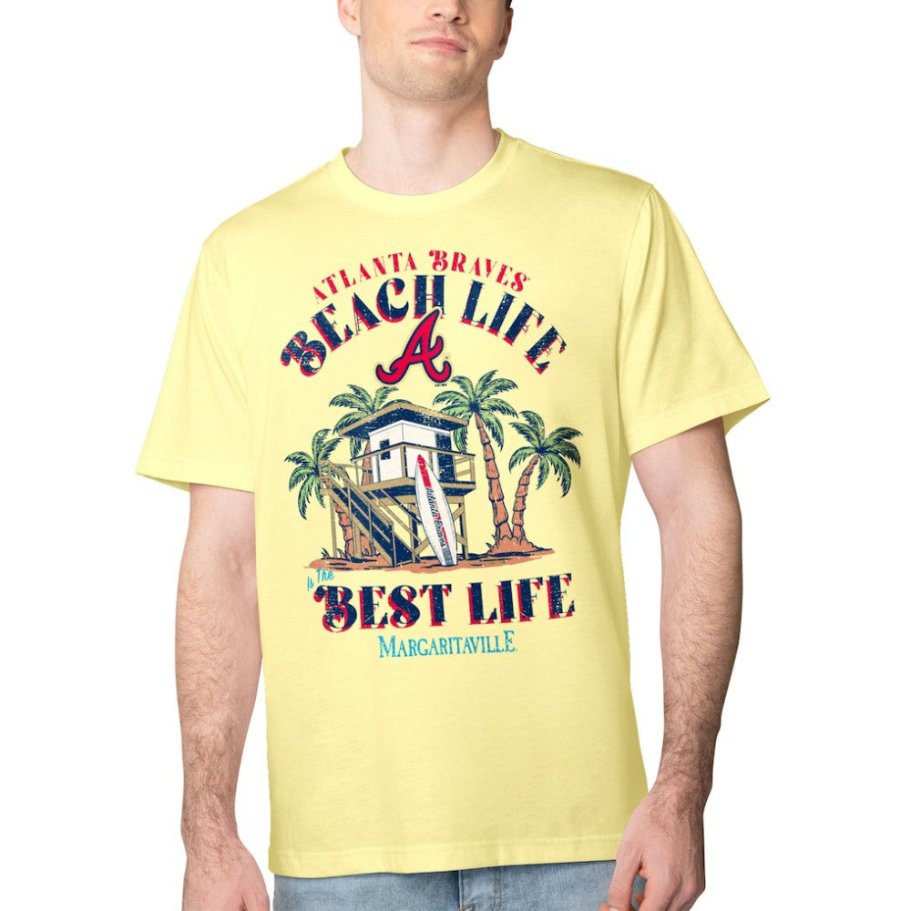 Atlanta Braves Margaritaville Beach Hut Graphic T-Shirt - Yellow
