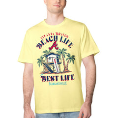 Atlanta Braves Margaritaville Beach Hut Graphic T-Shirt - Yellow