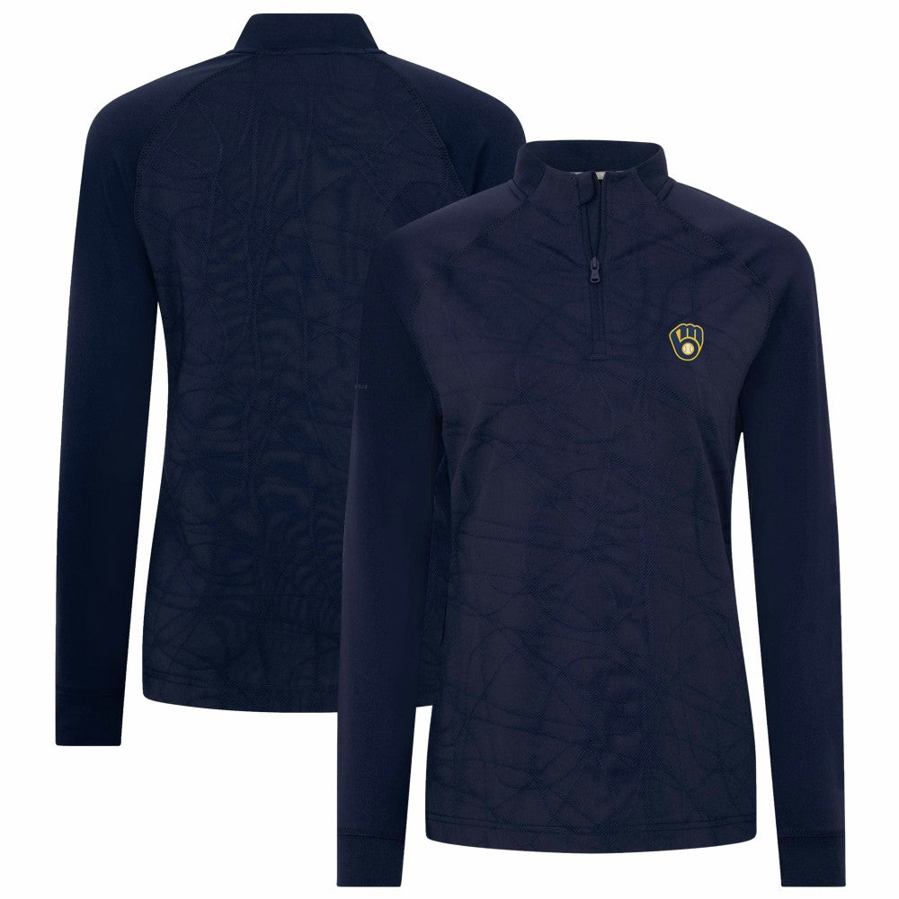 Milwaukee Brewers Levelwear Women's Amethyst Insignia 2.0 Quarter-Zip Jacket - Navy
