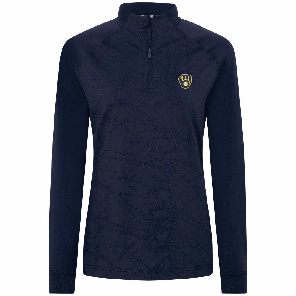 Milwaukee Brewers Levelwear Women's Amethyst Insignia 2.0 Quarter-Zip Jacket - Navy