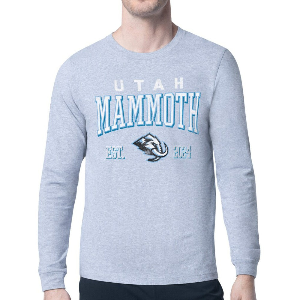 Utah Mammoth Starter Retro Graphic Long Sleeve T-Shirt Heather Gray