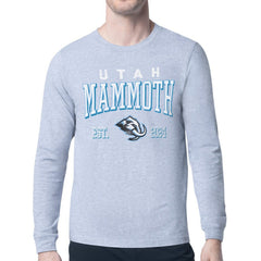 Utah Mammoth Starter Retro Graphic Long Sleeve T-Shirt Heather Gray
