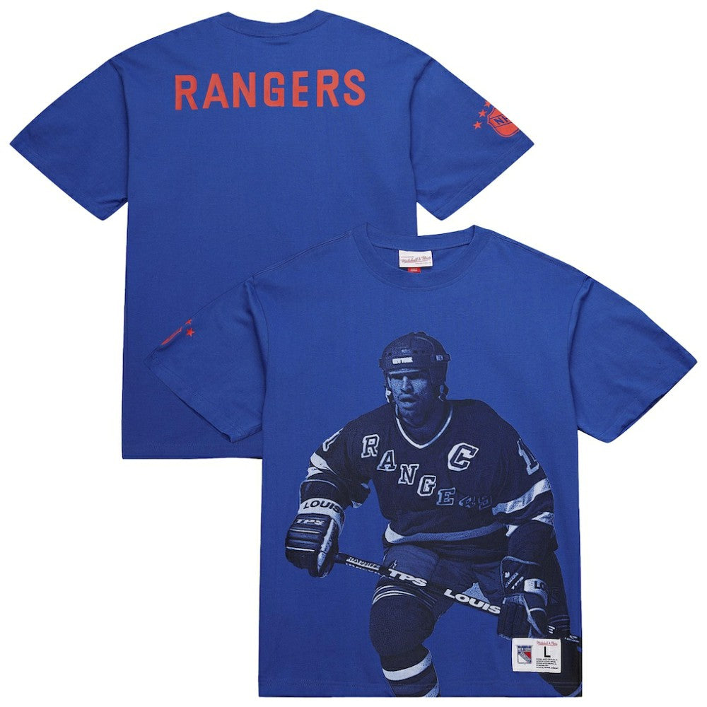 Mark Messier New York Rangers Mitchell & Ness NHL Ultimate Player Vintage Logo T-Shirt Blue