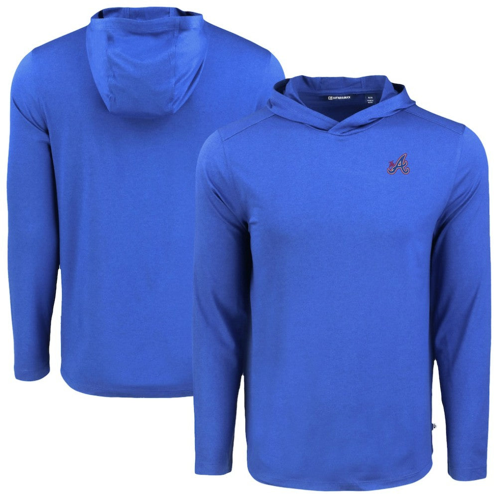 Atlanta Braves Cutter & Buck Coastline Epic Comfort Recycled Eco Hoodie Long Sleeve T-Shirt - Blue