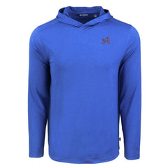 Atlanta Braves Cutter & Buck Coastline Epic Comfort Recycled Eco Hoodie Long Sleeve T-Shirt - Blue