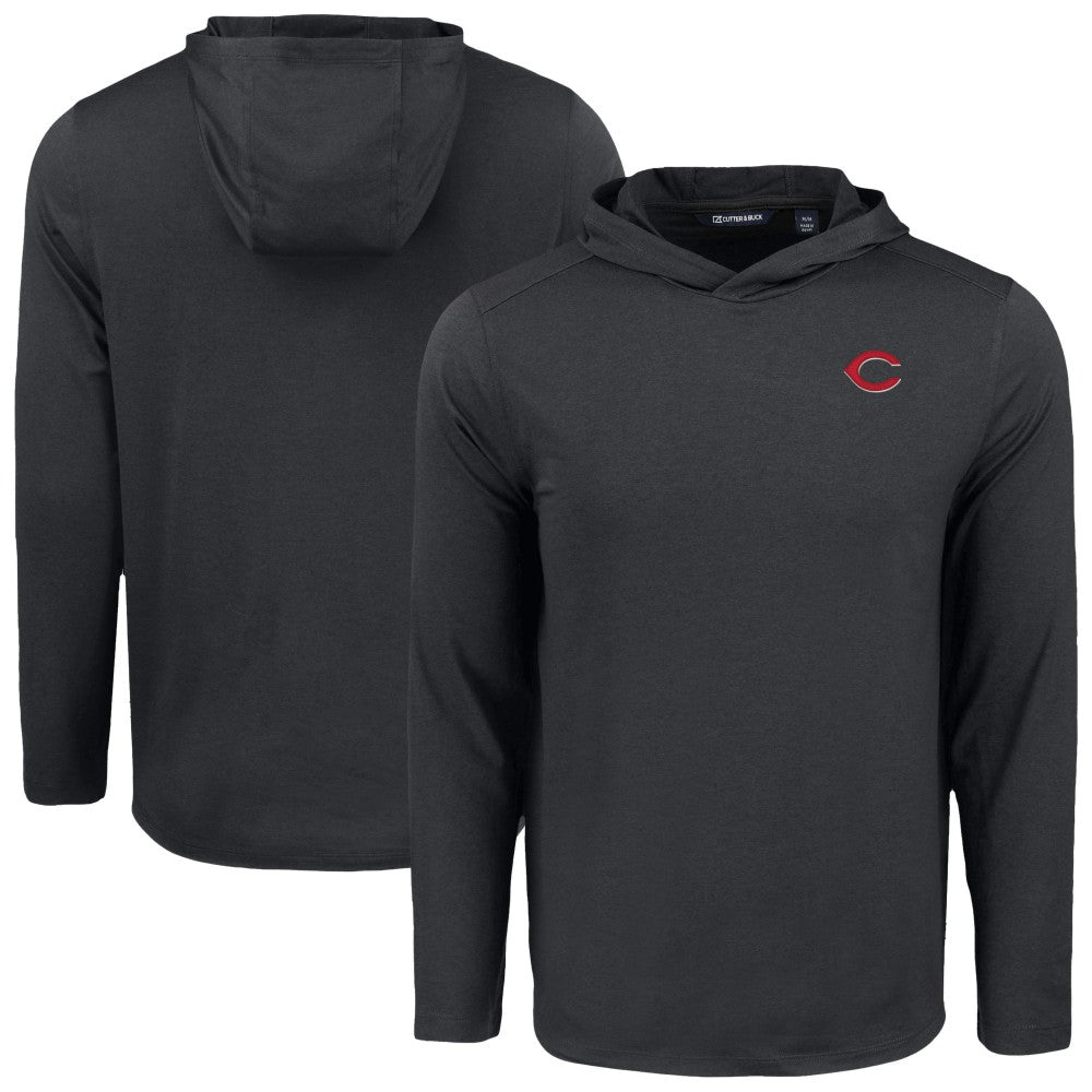 Cincinnati Reds Cutter & Buck Coastline Epic Comfort Recycled Eco Hoodie Long Sleeve T-Shirt - Black