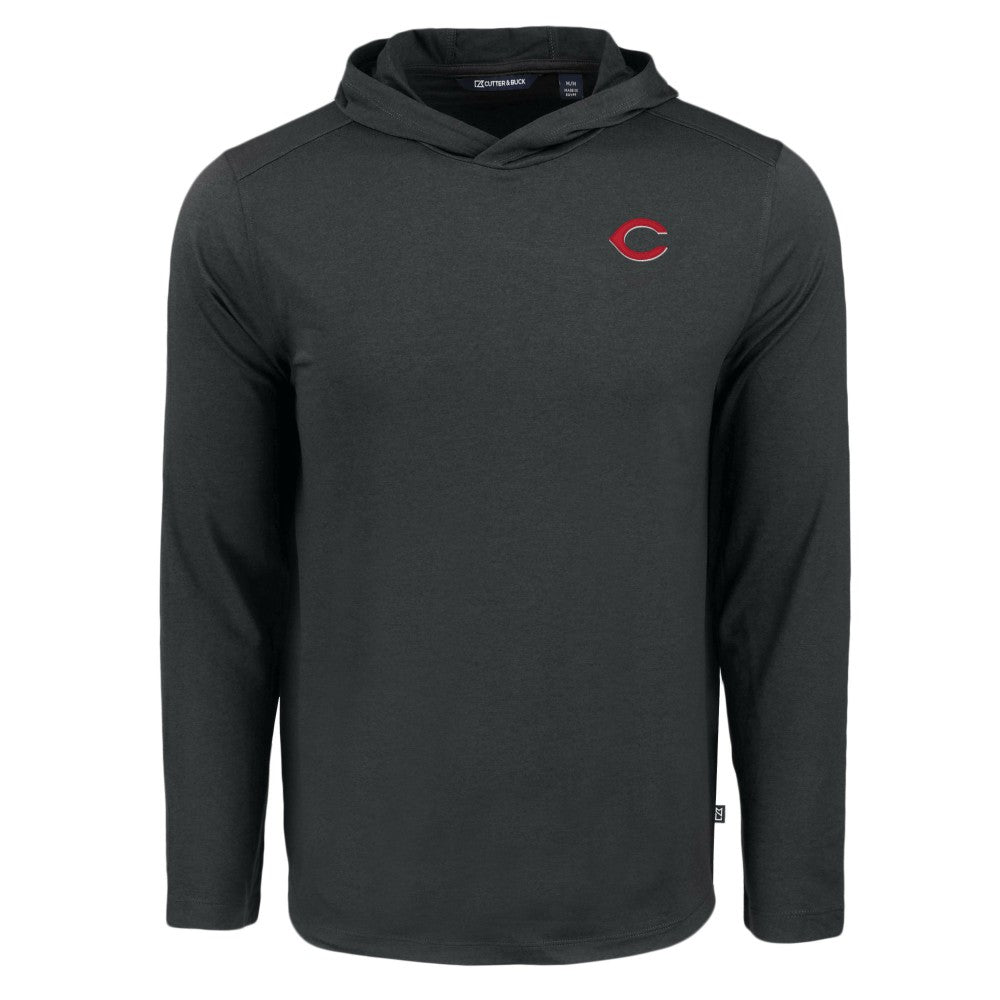 Cincinnati Reds Cutter & Buck Coastline Epic Comfort Recycled Eco Hoodie Long Sleeve T-Shirt - Black