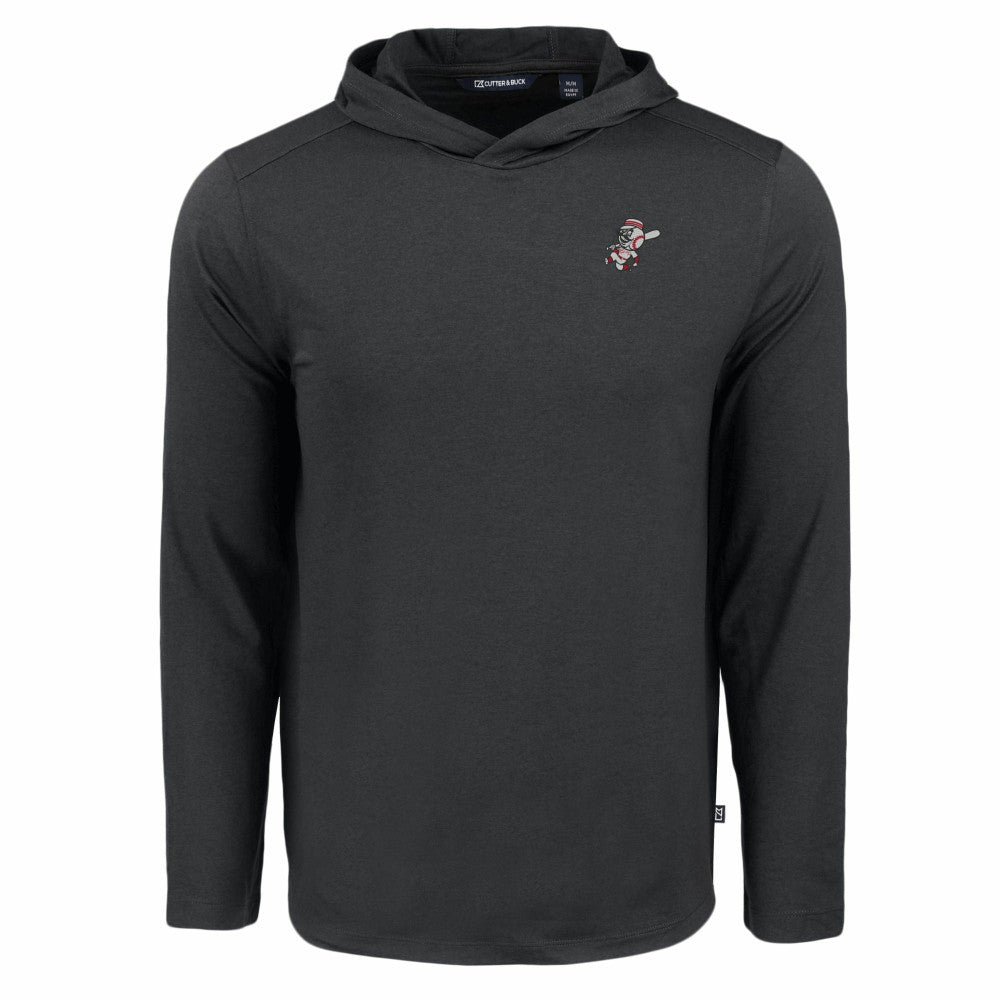 Cincinnati Reds Cutter & Buck Coastline Epic Comfort Recycled Eco Hoodie Long Sleeve T-Shirt - Black
