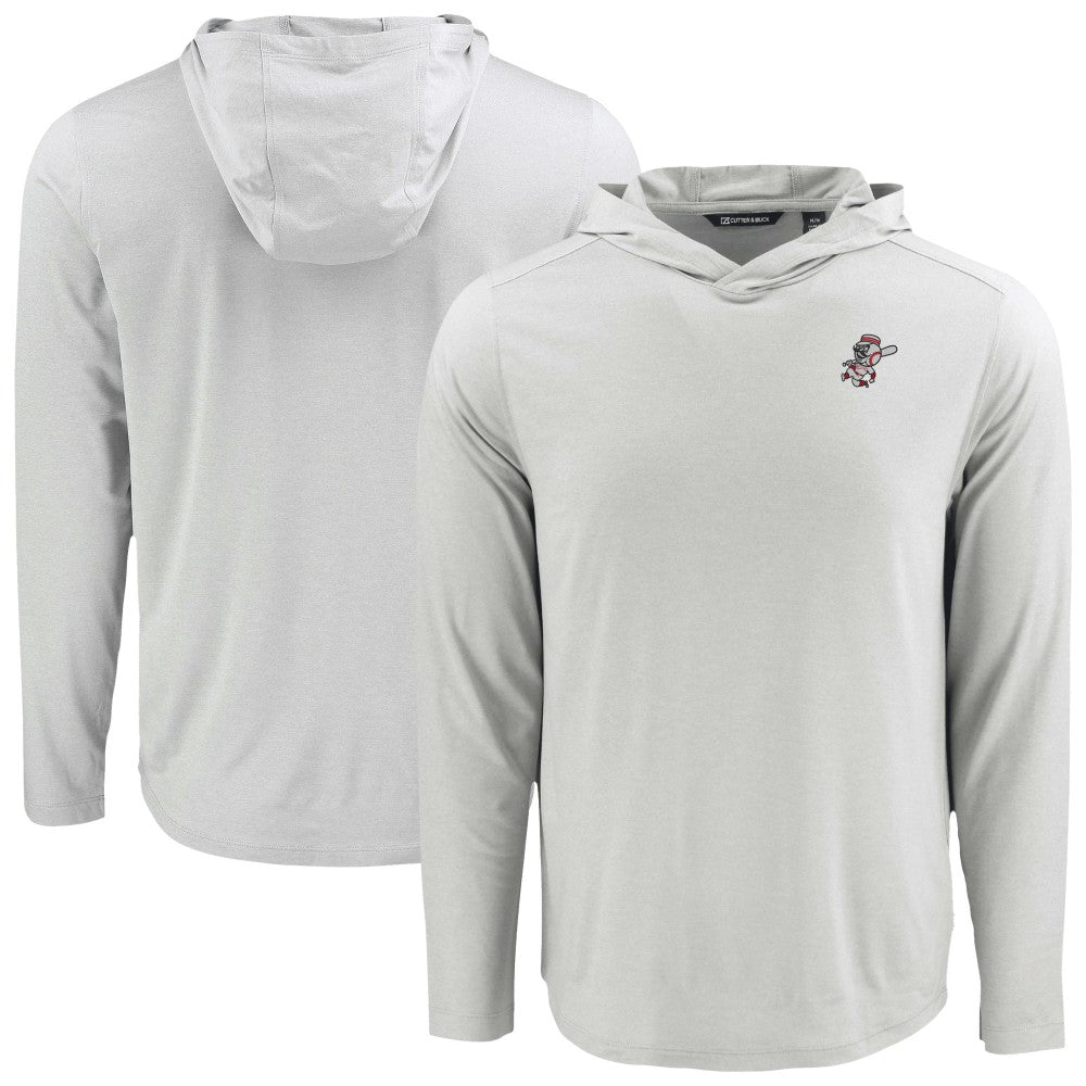 Cincinnati Reds Cutter & Buck Coastline Epic Comfort Recycled Eco Hoodie Long Sleeve T-Shirt - Gray