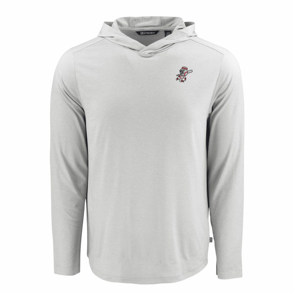 Cincinnati Reds Cutter & Buck Coastline Epic Comfort Recycled Eco Hoodie Long Sleeve T-Shirt - Gray