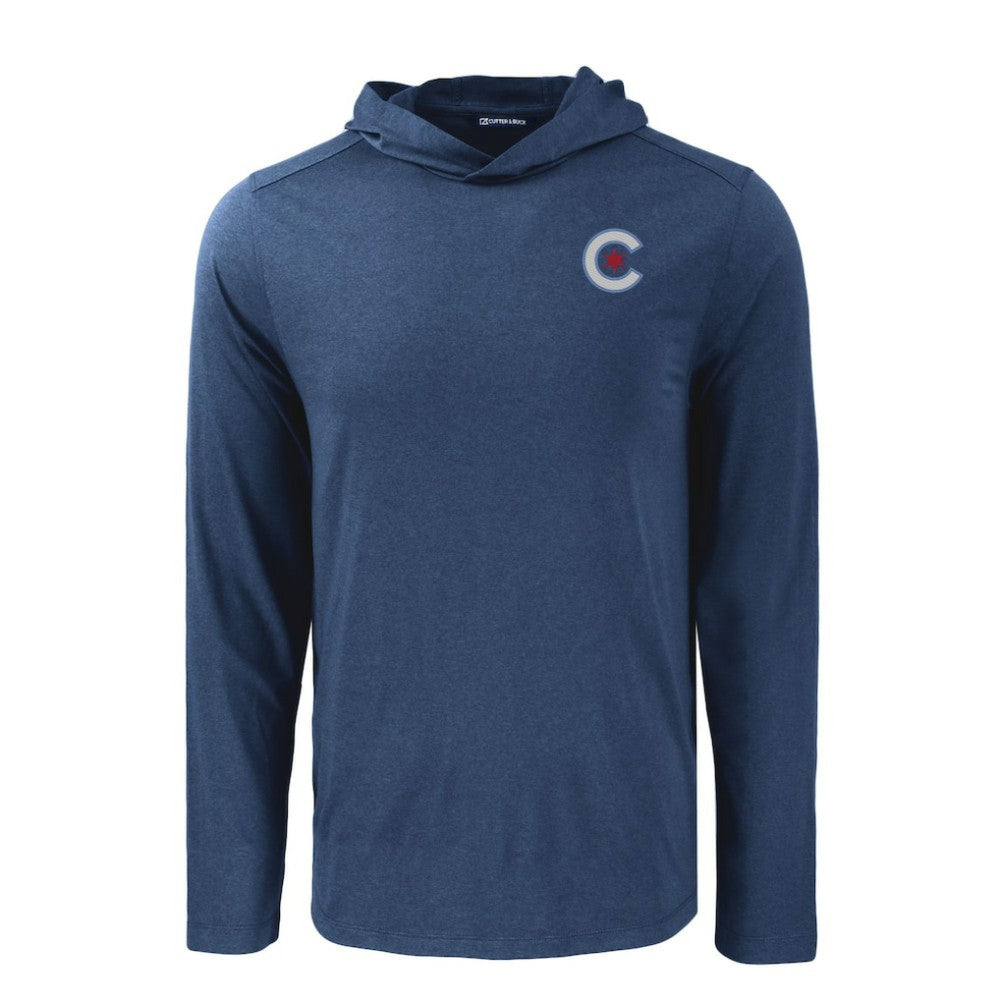 Chicago Cubs Cutter & Buck Coastline Epic Comfort Recycled Eco Hoodie Long Sleeve T-Shirt - Navy