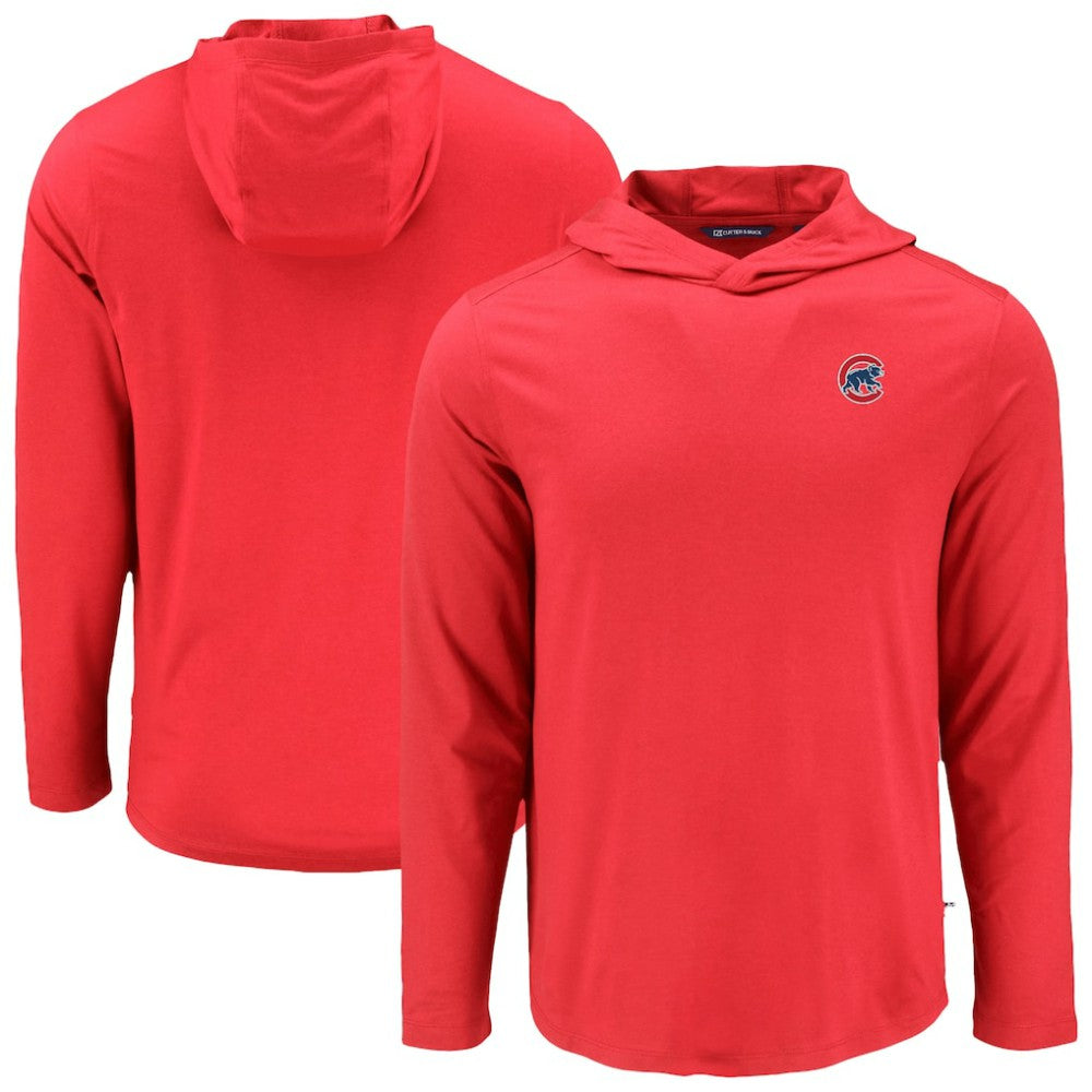 Chicago Cubs Cutter & Buck Coastline Epic Comfort Recycled Eco Hoodie Long Sleeve T-Shirt - Red