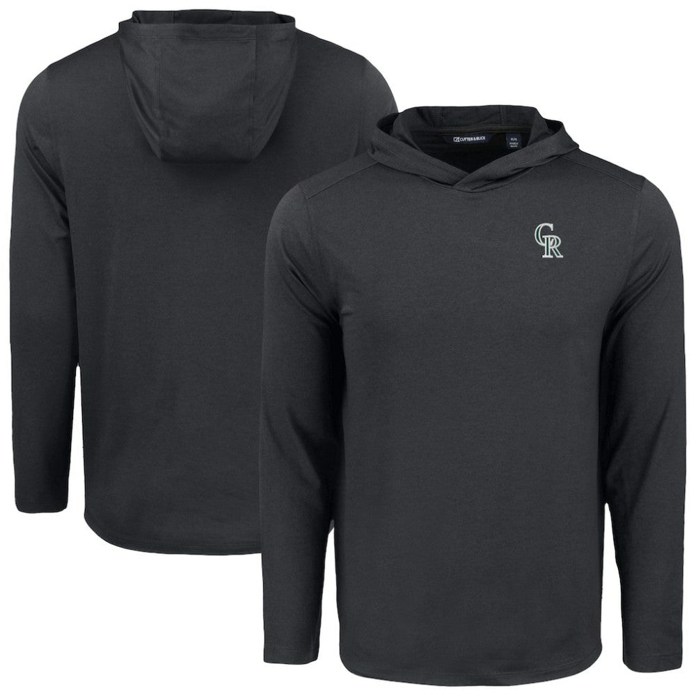 Colorado Rockies Cutter & Buck Coastline Epic Comfort Recycled Eco Hoodie Long Sleeve T-Shirt - Black