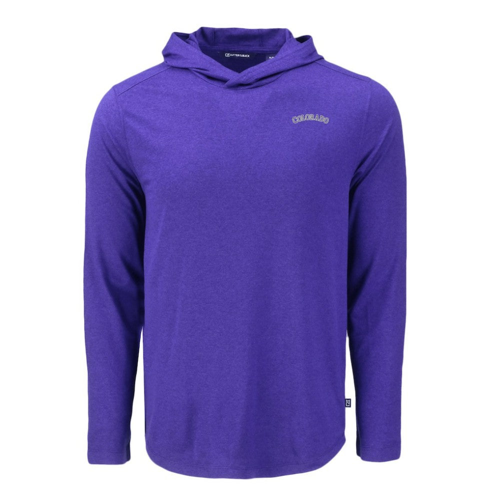 Colorado Rockies Cutter & Buck Coastline Epic Comfort Recycled Eco Hoodie Long Sleeve T-Shirt - Purple