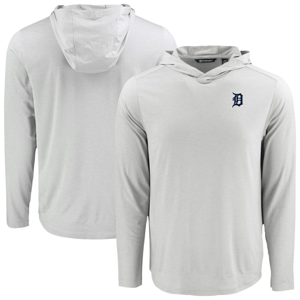 Detroit Tigers Cutter & Buck Coastline Epic Comfort Recycled Eco Hoodie Long Sleeve T-Shirt - Gray