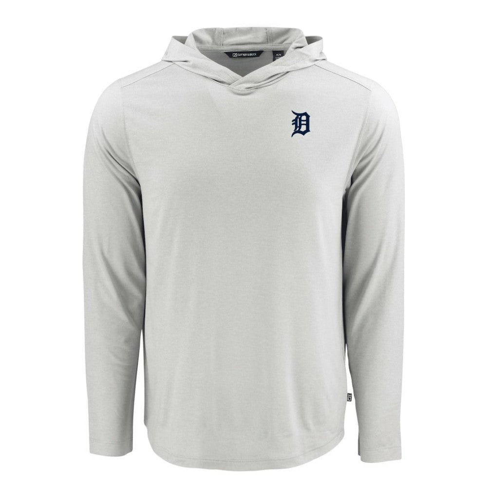 Detroit Tigers Cutter & Buck Coastline Epic Comfort Recycled Eco Hoodie Long Sleeve T-Shirt - Gray