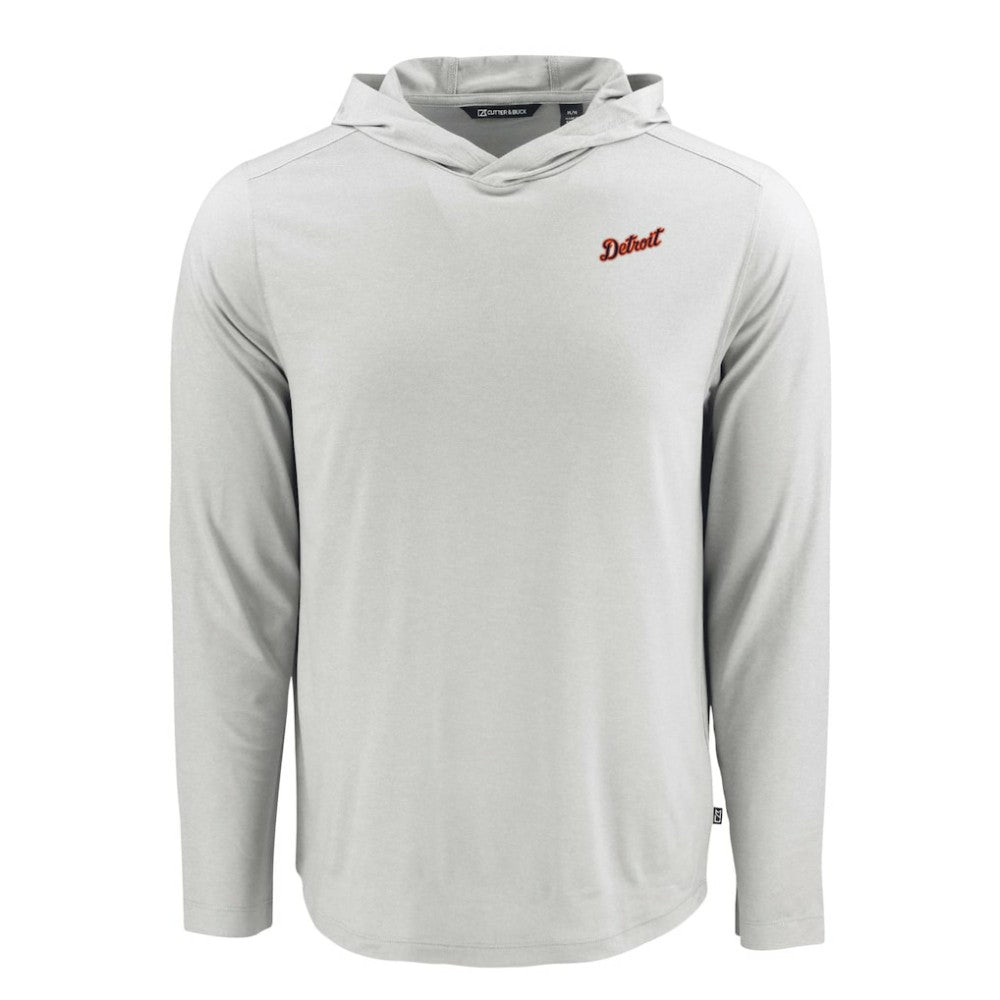Detroit Tigers Cutter & Buck Coastline Epic Comfort Recycled Eco Hoodie Long Sleeve T-Shirt - Gray