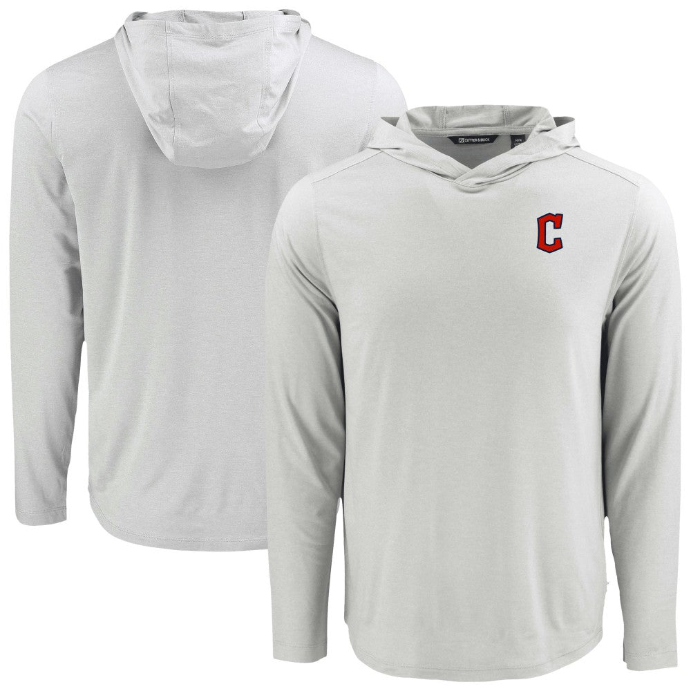 Cleveland Guardians Cutter & Buck Coastline Epic Comfort Recycled Eco Hoodie Long Sleeve T-Shirt - Gray