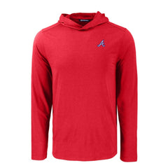 Atlanta Braves Cutter & Buck Coastline Epic Comfort Recycled Eco Hoodie Long Sleeve T-Shirt - Red