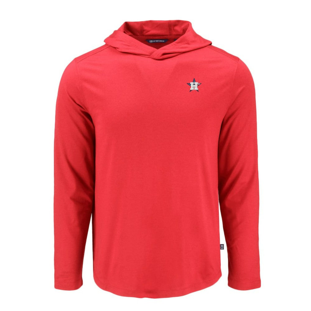 Houston Astros Cutter & Buck Coastline Epic Comfort Recycled Eco Hoodie Long Sleeve T-Shirt - Red