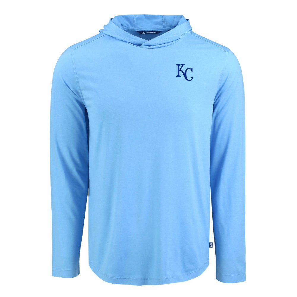 Kansas City Royals Cutter & Buck Coastline Epic Comfort Recycled Eco Hoodie Long Sleeve T-Shirt - Powder Blue